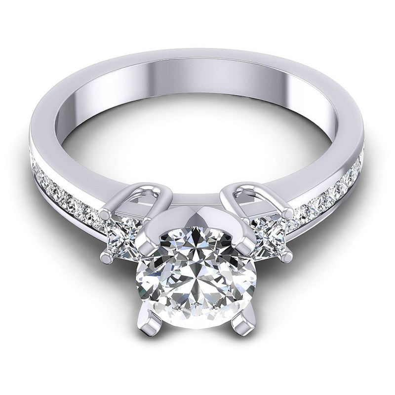 Princess and Round Diamonds 1.10CT Engagement Ring in 14KT Yellow Gold
