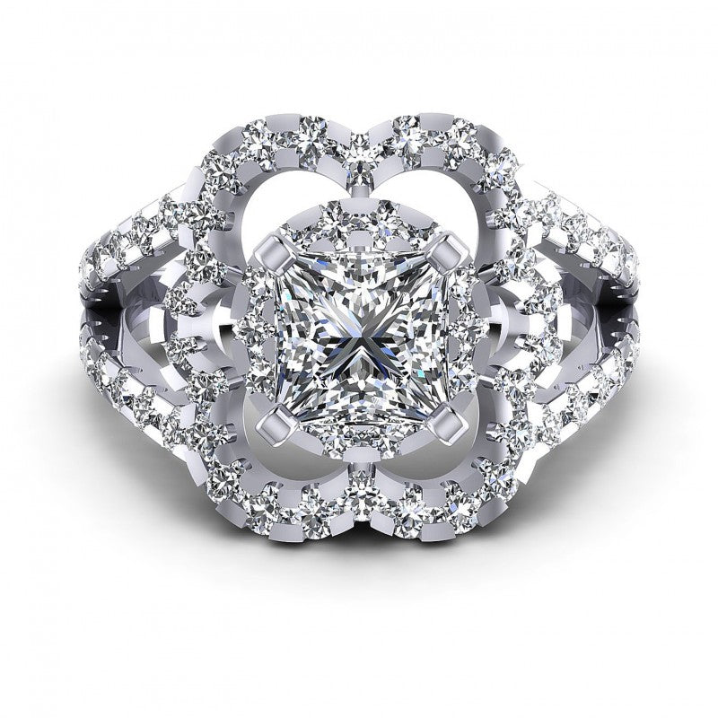Princess and Round Diamonds 1.30CT Engagement Ring in 14KT Yellow Gold