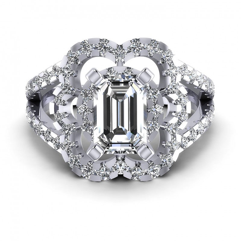 Round and Emerald Diamonds 1.75CT Engagement Ring in 14KT Yellow Gold