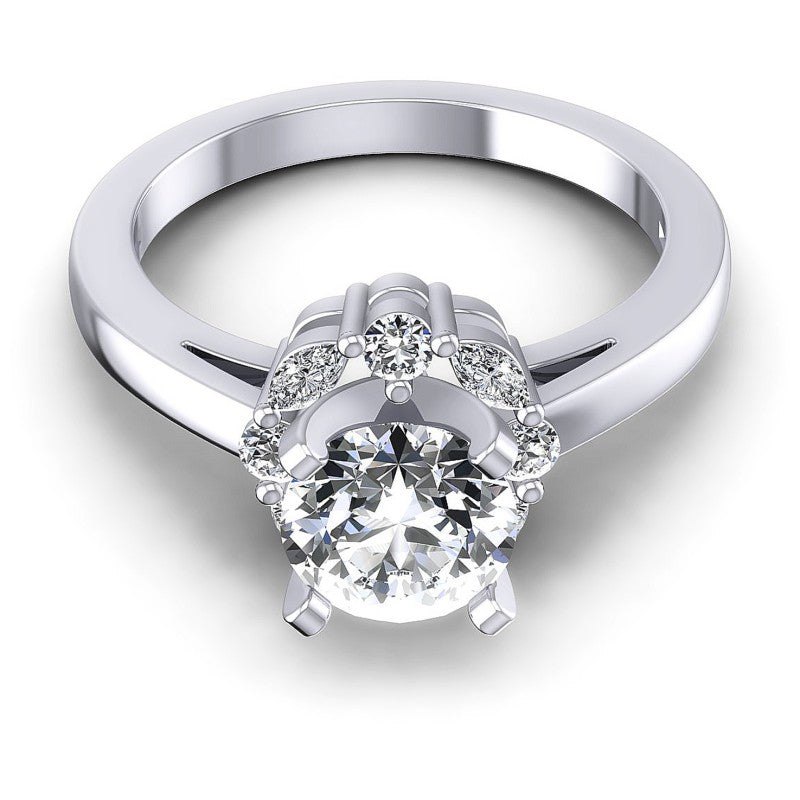 Round and Marquise Diamonds 0.65CT Engagement Ring in 14KT Yellow Gold