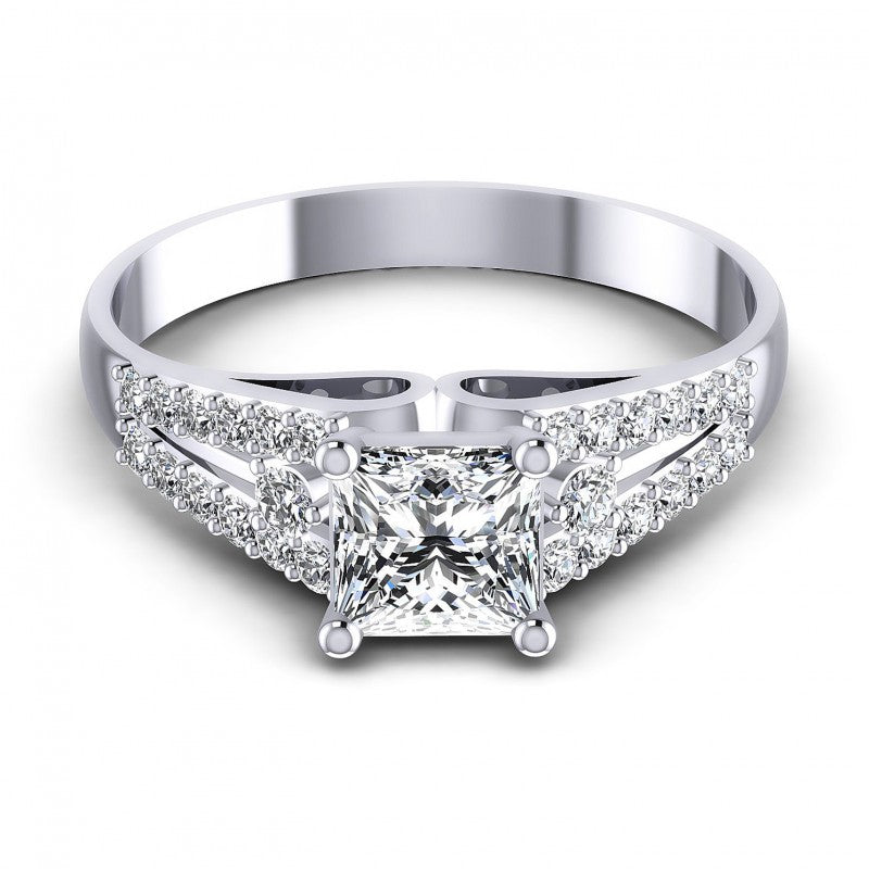 Princess and Round Diamonds 0.65CT Engagement Ring in 14KT Yellow Gold