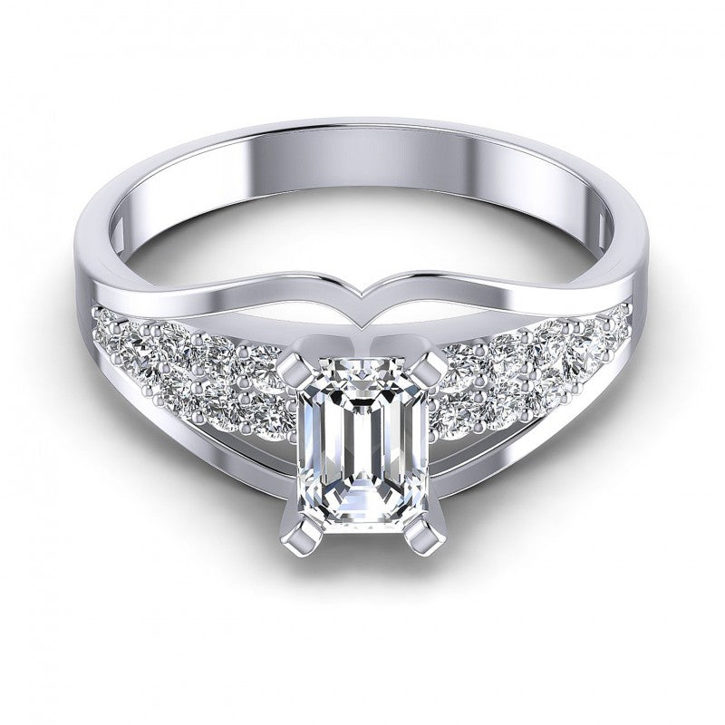Round and Emerald Diamonds 0.70CT Engagement Ring in 14KT Yellow Gold