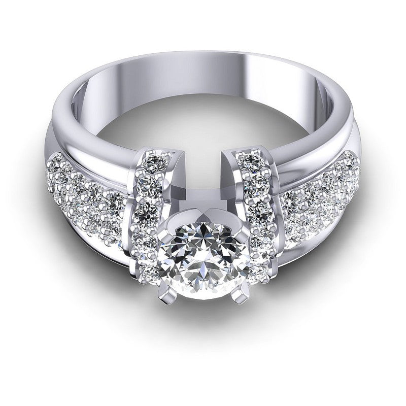 Round Diamonds 1.05CT Engagement Ring in 14KT Yellow Gold