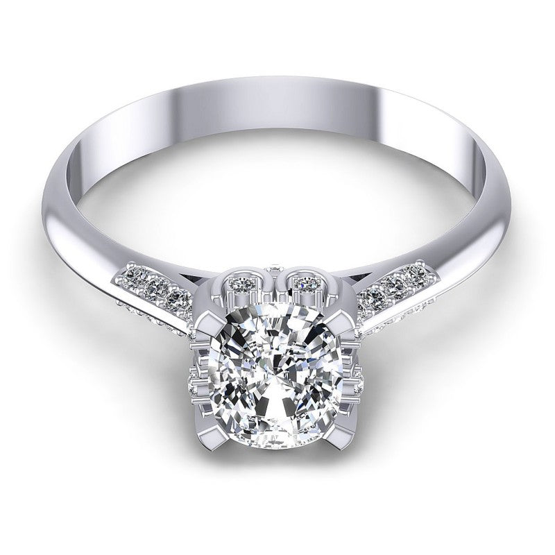 Round and Cushion Diamonds 0.50CT Engagement Ring in 14KT Yellow Gold