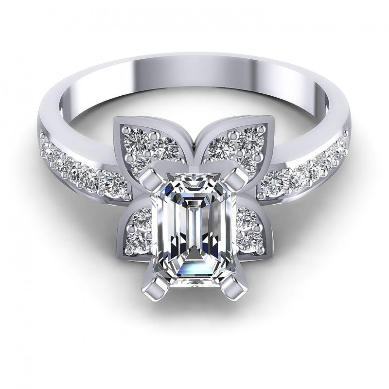 Round and Emerald Diamonds 0.75CT Engagement Ring in 14KT Yellow Gold
