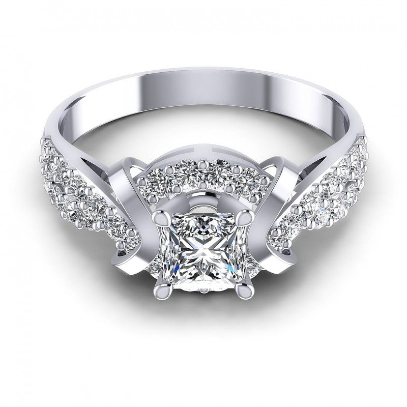 Princess and Round Diamonds 1.05CT Engagement Ring in 14KT Yellow Gold