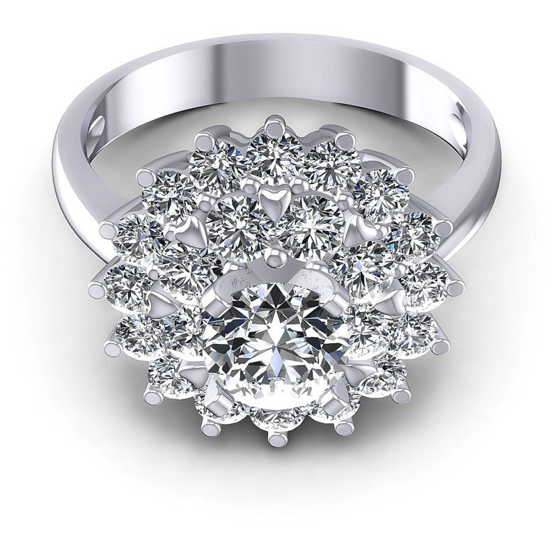Round Diamonds 1.35CT Halo Ring in 14KT Yellow Gold