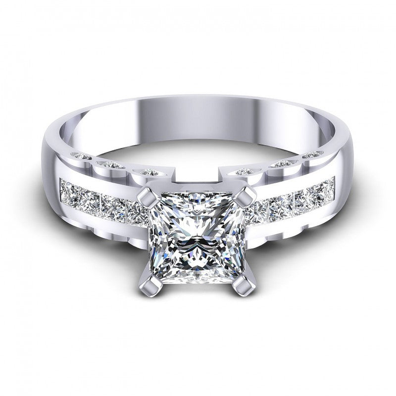Princess and Round Diamonds 0.70CT Engagement Ring in 14KT Yellow Gold