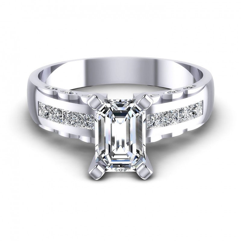 Princess and Round and Emerald Diamonds 0.70CT Engagement Ring in 14KT Yellow Gold