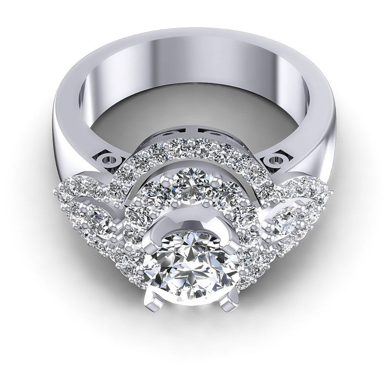 Round Diamonds 1.55CT Halo Ring in 14KT Yellow Gold