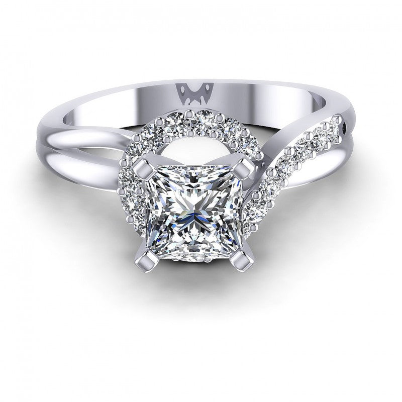 Princess and Round Diamonds 0.60CT Engagement Ring in 14KT Yellow Gold