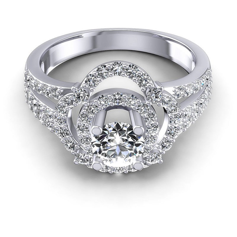 Round Diamonds 1.15CT Halo Ring in 14KT Yellow Gold