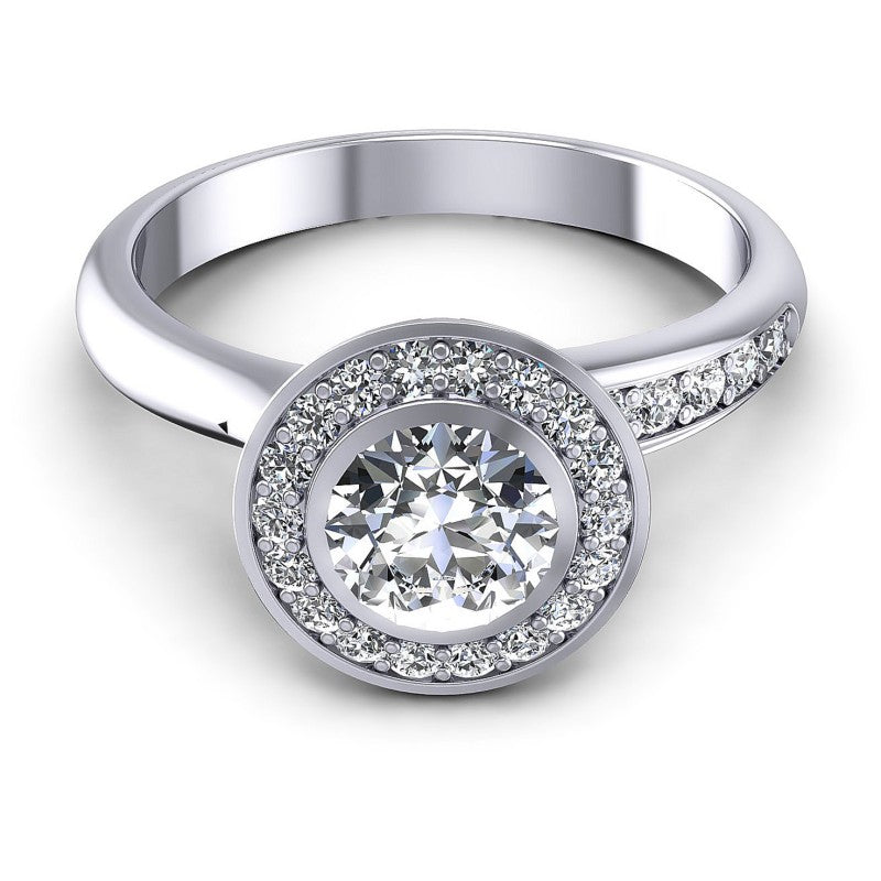Round Diamonds 0.95CT Halo Ring in 14KT Yellow Gold