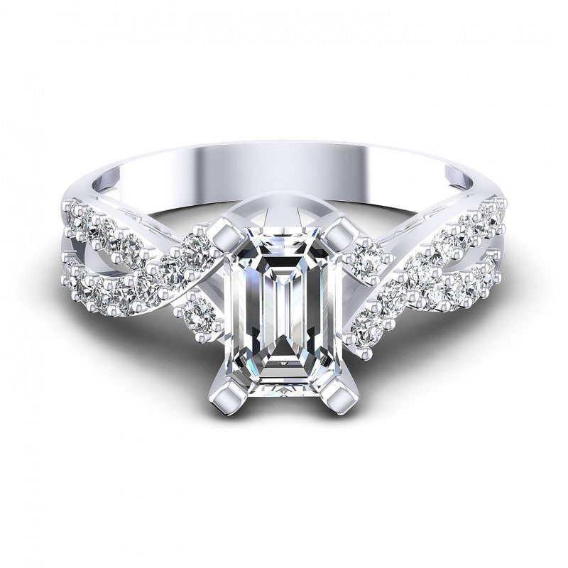 Round and Emerald Diamonds 0.80CT Engagement Ring in 14KT Yellow Gold