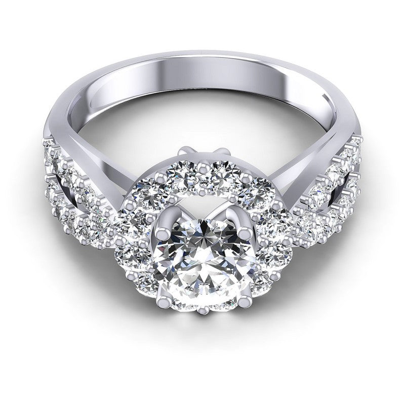 Round Diamonds 1.40CT Halo Ring in 14KT Yellow Gold