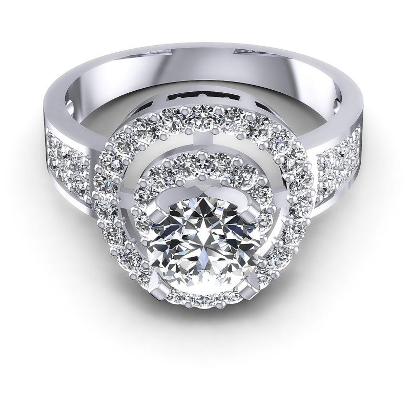 Round Diamonds 1.30CT Halo Ring in 14KT Yellow Gold