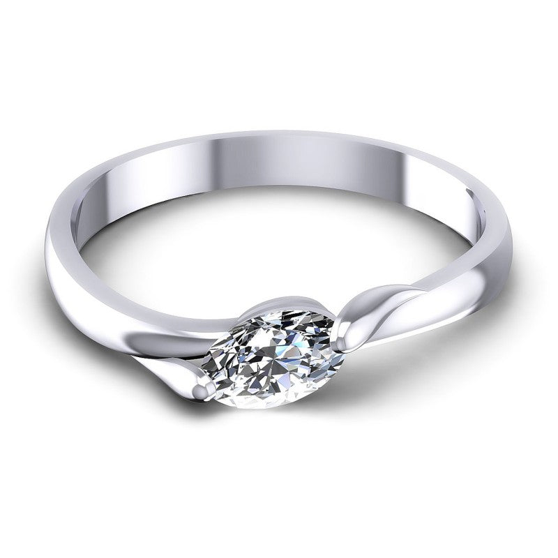 Oval Diamonds 0.35CT Solitaire Ring in 14KT Yellow Gold