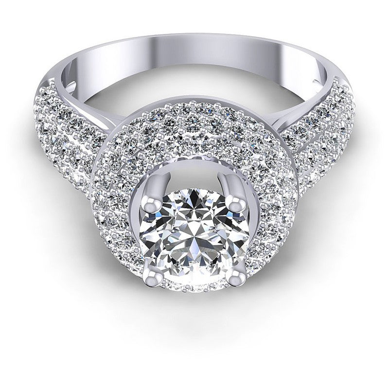 Round Diamonds 1.50CT Halo Ring in 14KT Yellow Gold