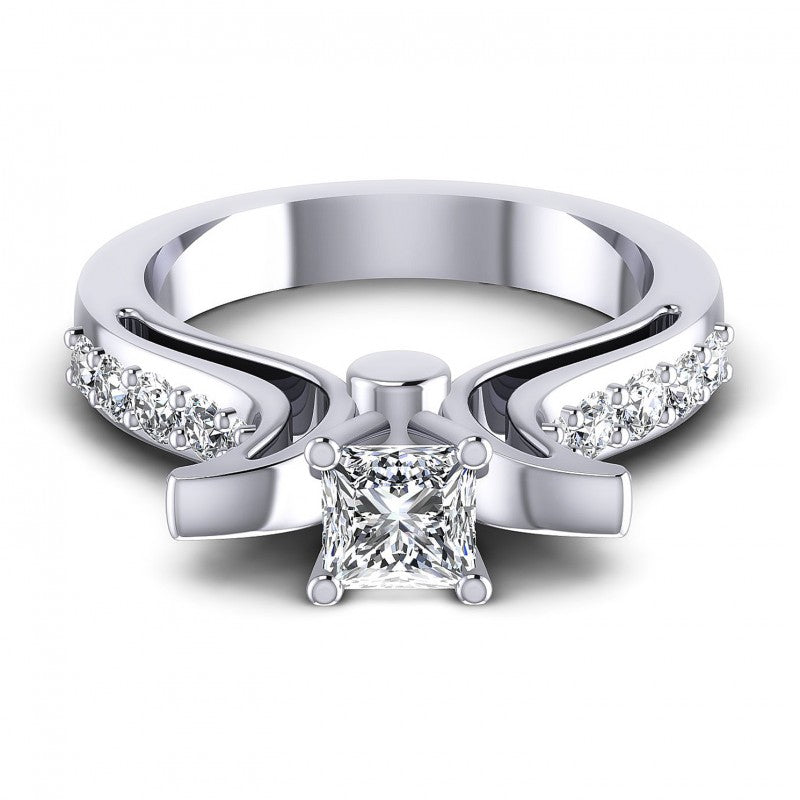 Princess and Round Diamonds 0.80CT Engagement Ring in 14KT Yellow Gold