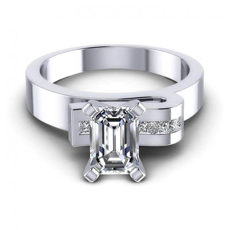 Princess and Emerald Diamonds 0.45CT Engagement Ring in 14KT Yellow Gold