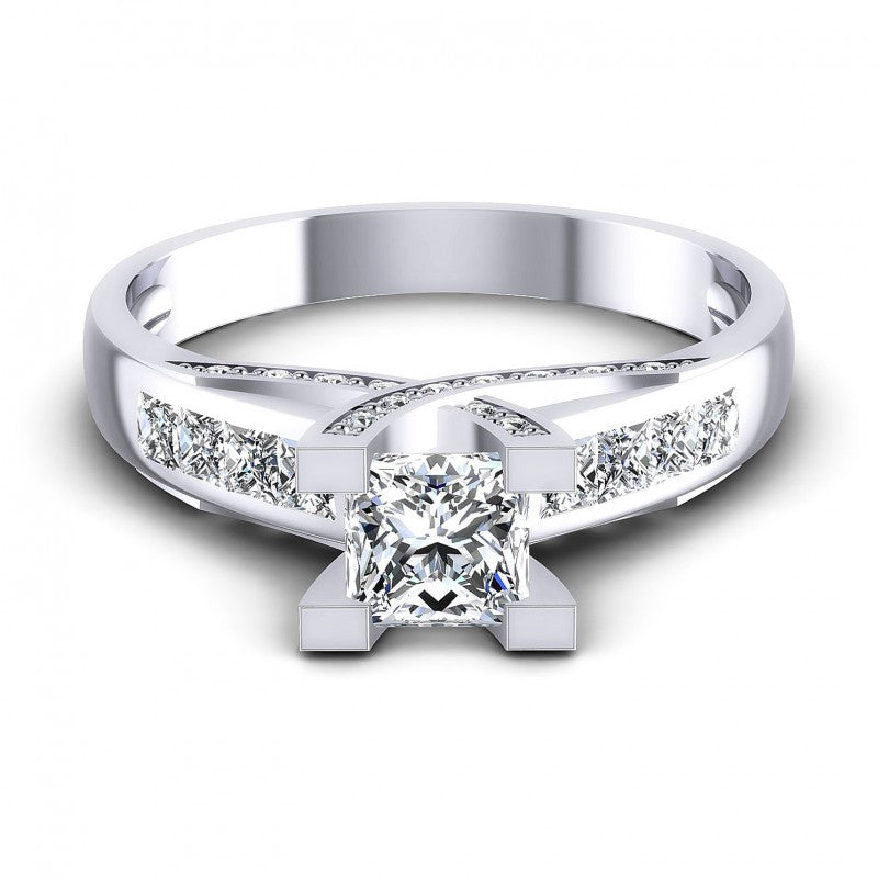 Princess and Round Diamonds 1.00CT Engagement Ring in 14KT Yellow Gold