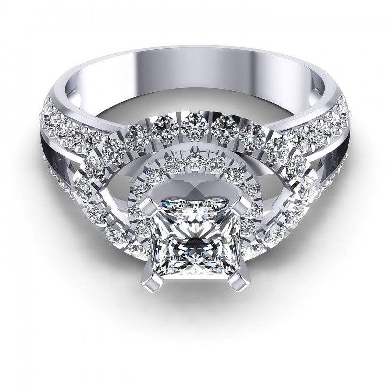 Princess and Round Diamonds 1.25CT Engagement Ring in 14KT Yellow Gold