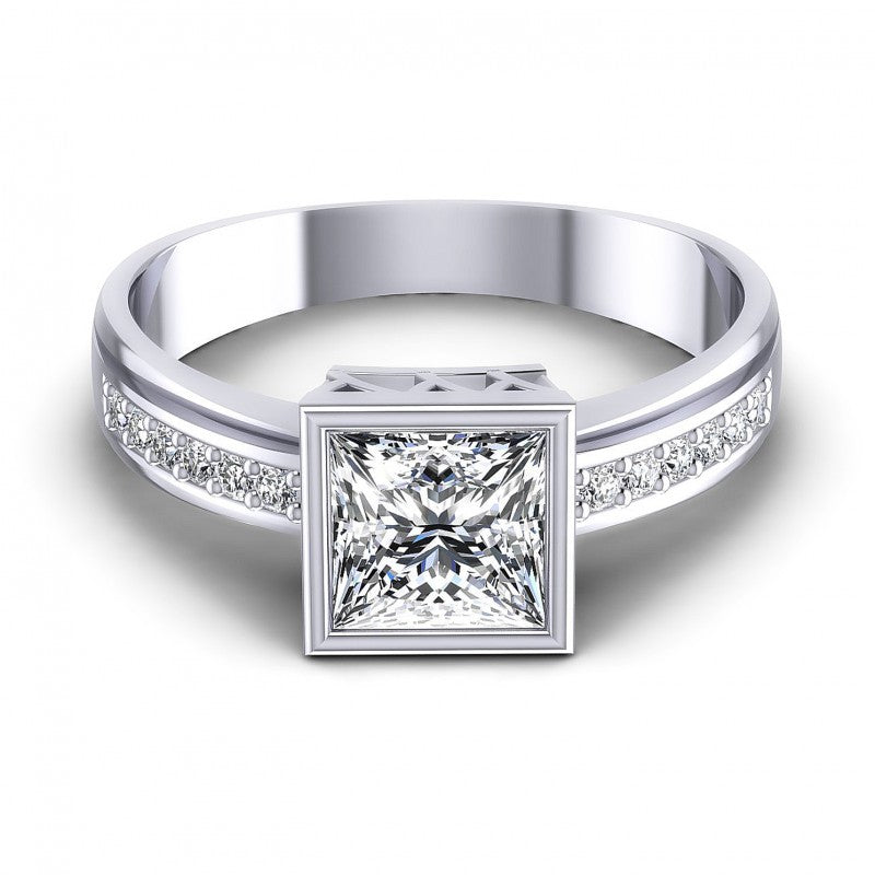 Princess and Round Diamonds 0.50CT Engagement Ring in 14KT Yellow Gold