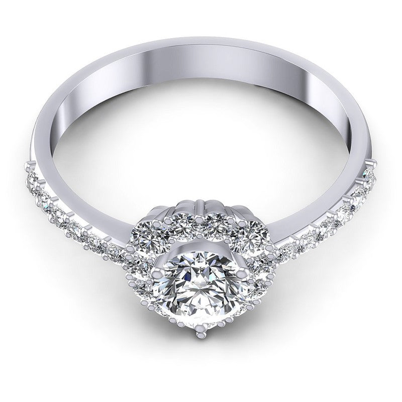 Round Diamonds 0.90CT Halo Ring in 14KT Yellow Gold