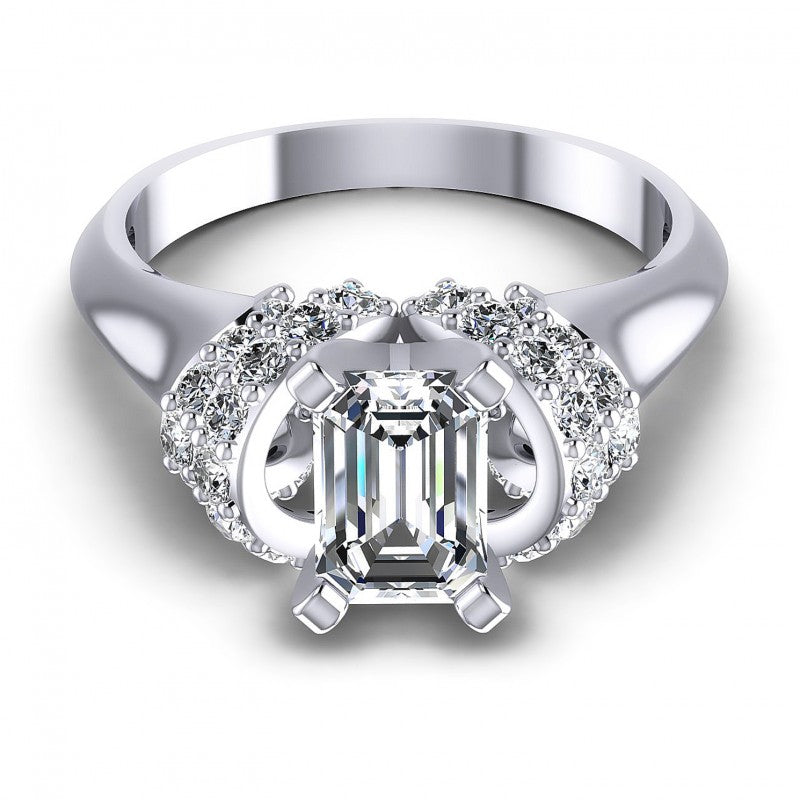 Round and Emerald Diamonds 0.95CT Engagement Ring in 14KT Yellow Gold