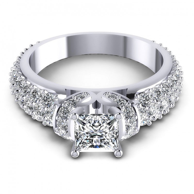 Princess and Round Diamonds 1.35CT Engagement Ring in 14KT Yellow Gold
