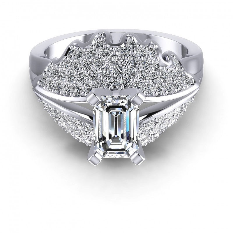 Round and Emerald Diamonds 1.00CT Engagement Ring in 14KT Yellow Gold