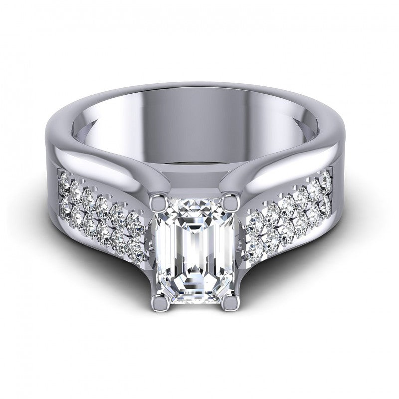 Round and Emerald Diamonds 0.75CT Engagement Ring in 14KT Yellow Gold