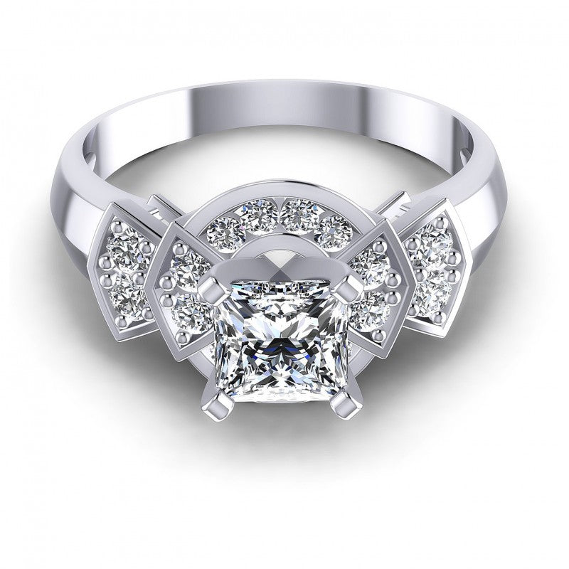 Princess and Round Diamonds 0.75CT Engagement Ring in 14KT Yellow Gold