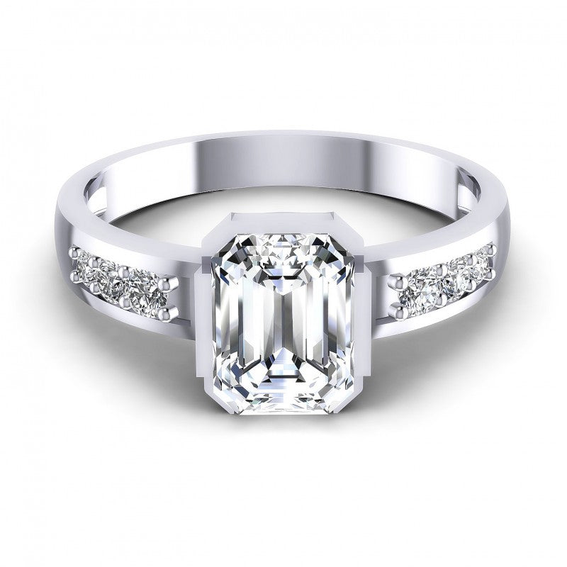 Round and Emerald Diamonds 0.60CT Engagement Ring in 14KT Yellow Gold