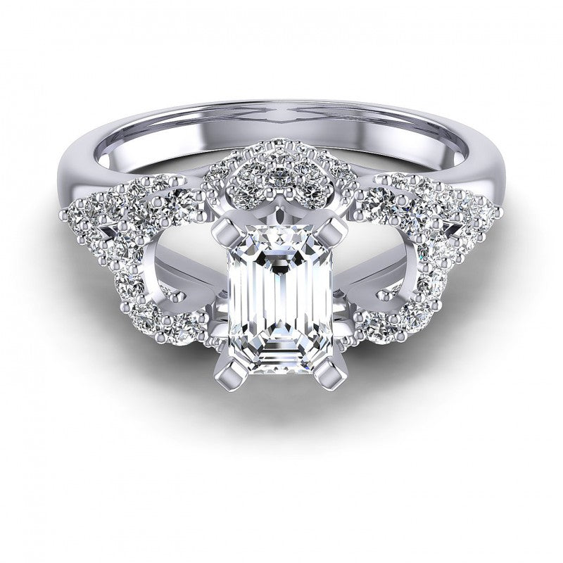 Round and Emerald Diamonds 1.00CT Engagement Ring in 14KT Yellow Gold