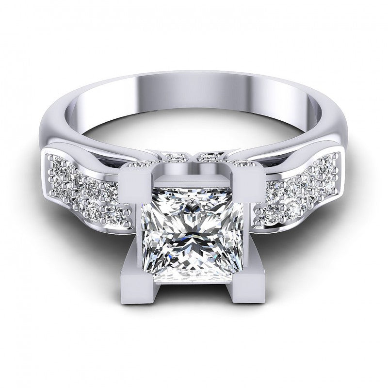 Princess and Round Diamonds 0.85CT Engagement Ring in 14KT Yellow Gold