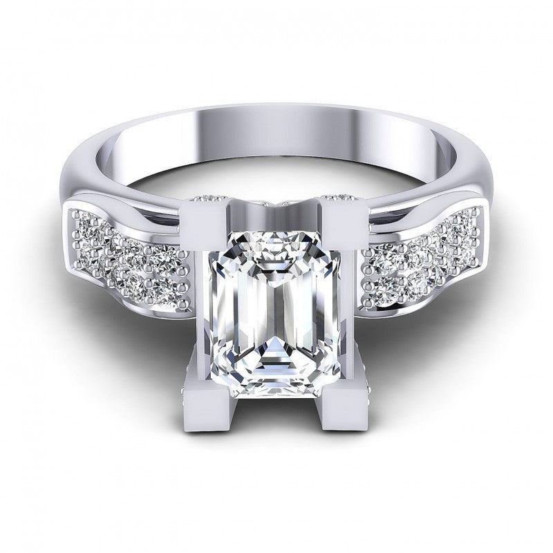 Round and Emerald Diamonds 0.85CT Engagement Ring in 14KT Yellow Gold