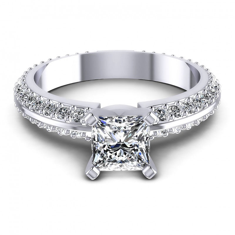 Princess and Round Diamonds 1.15CT Engagement Ring in 14KT Yellow Gold