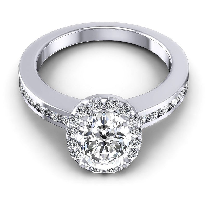 Round and Oval Diamonds 1.65CT Halo Ring in 14KT Yellow Gold