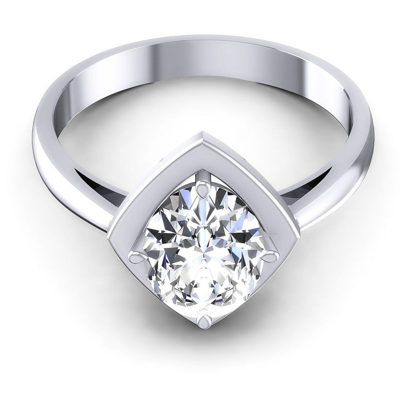 Oval Cut Diamonds Solitaire Ring in 14KT Yellow Gold