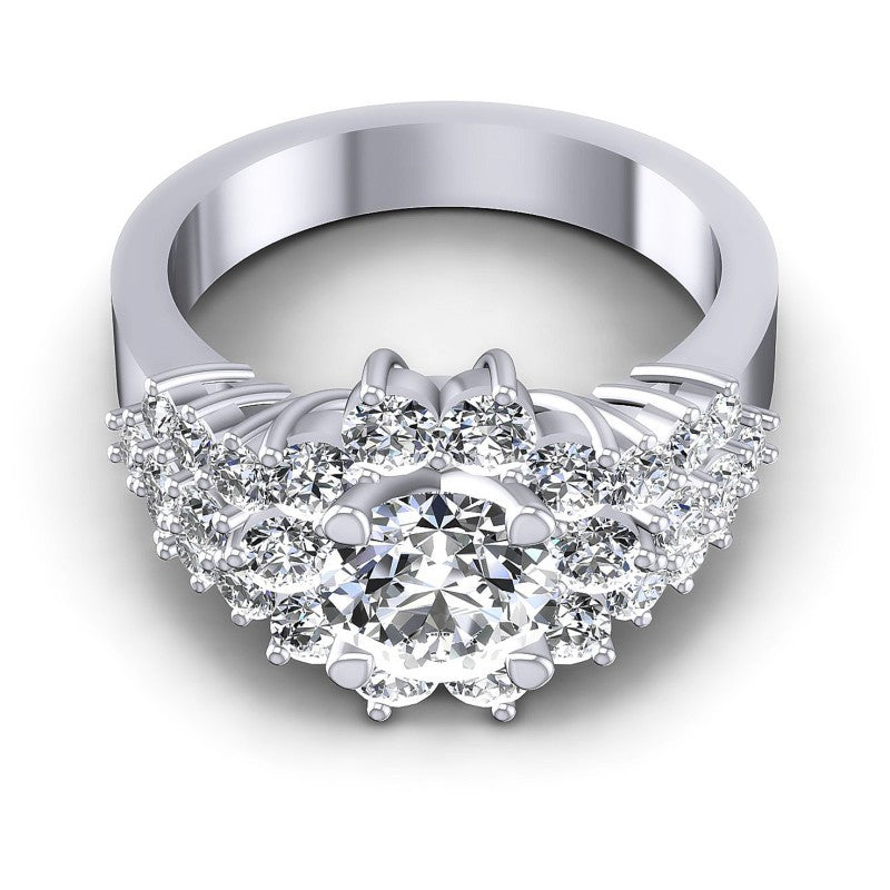 Round Diamonds 1.85CT Halo Ring in 14KT Yellow Gold