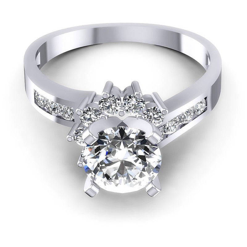 Round Cut Diamonds Engagement Ring in 14KT Yellow Gold