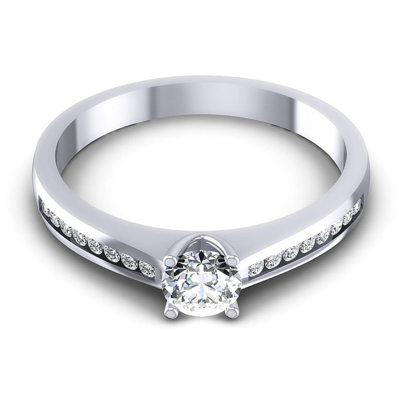 Round Cut Diamonds Engagement Ring in 14KT Yellow Gold