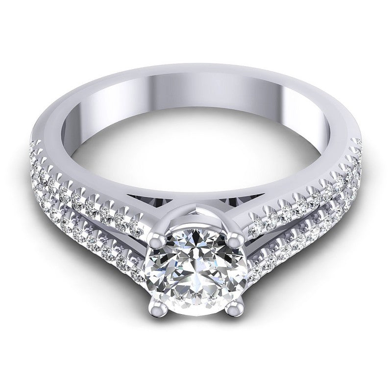 Round Cut Diamonds Engagement Ring in 14KT Yellow Gold