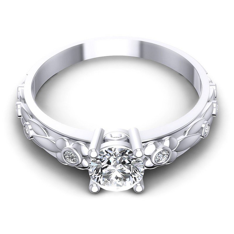 Round Cut Diamonds Antique Ring in 14KT Yellow Gold