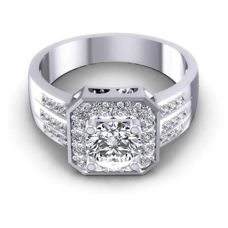 Round Cut Diamonds Halo Ring in 14KT Yellow Gold