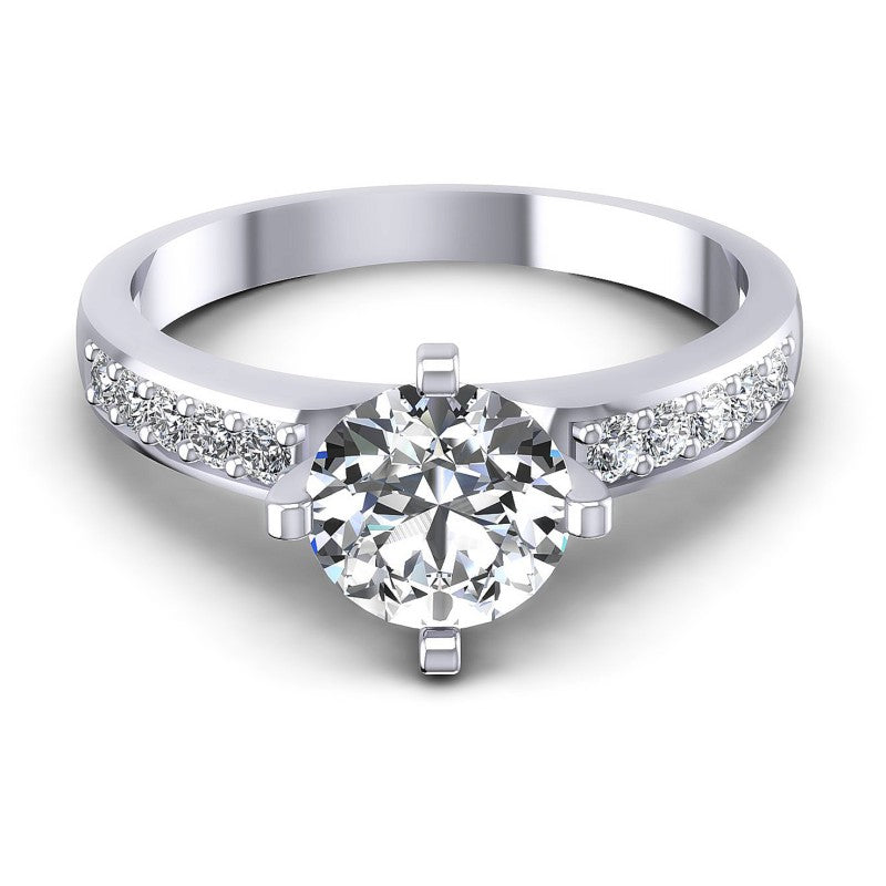 Round Cut Diamonds Engagement Ring in 14KT Yellow Gold