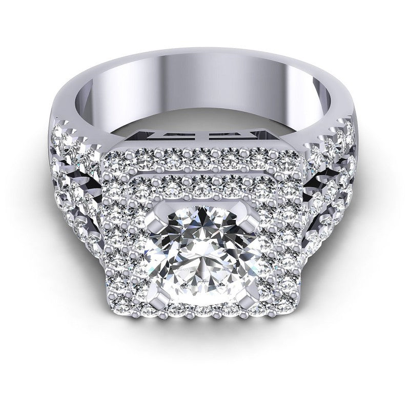 Round Diamonds 1.55CT Halo Ring in 14KT Yellow Gold