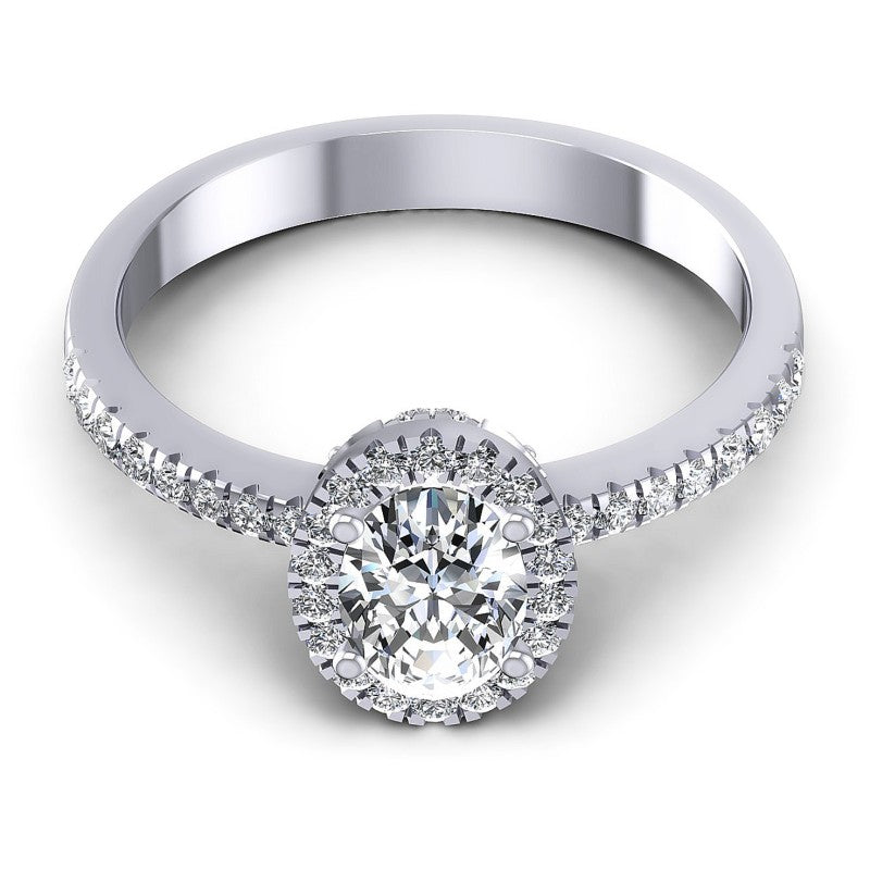 Round and Oval Diamonds 0.75CT Halo Ring in 14KT Yellow Gold