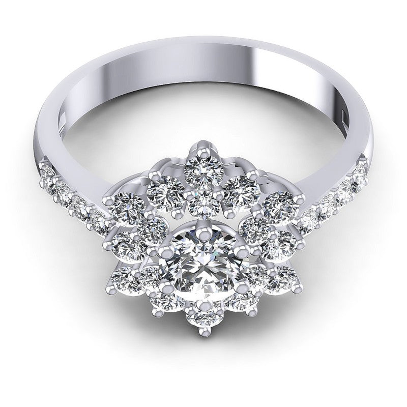 Round Diamonds 1.05CT Halo Ring in 14KT Yellow Gold